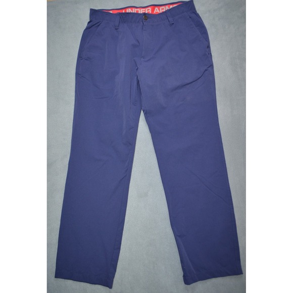 Under Armour Match Play Mens 36x32 Blue Stretch‎ Waist Chino Golf Pants - Picture 1 of 9